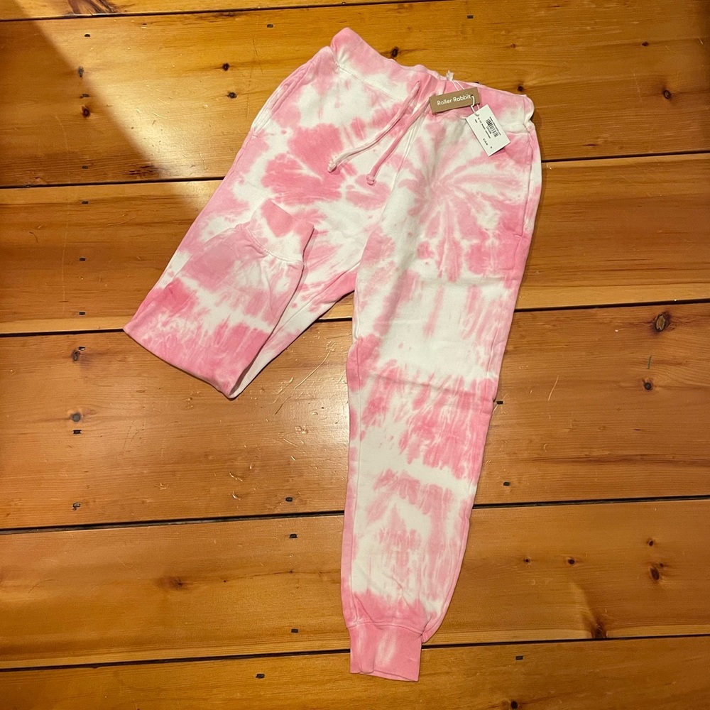 Roller Rabbit Pink Tye-Dye Monkey Sweatpants